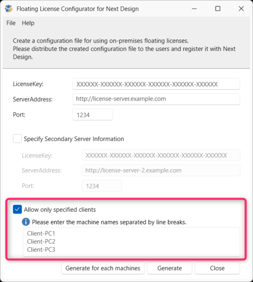 Allow only specified clients