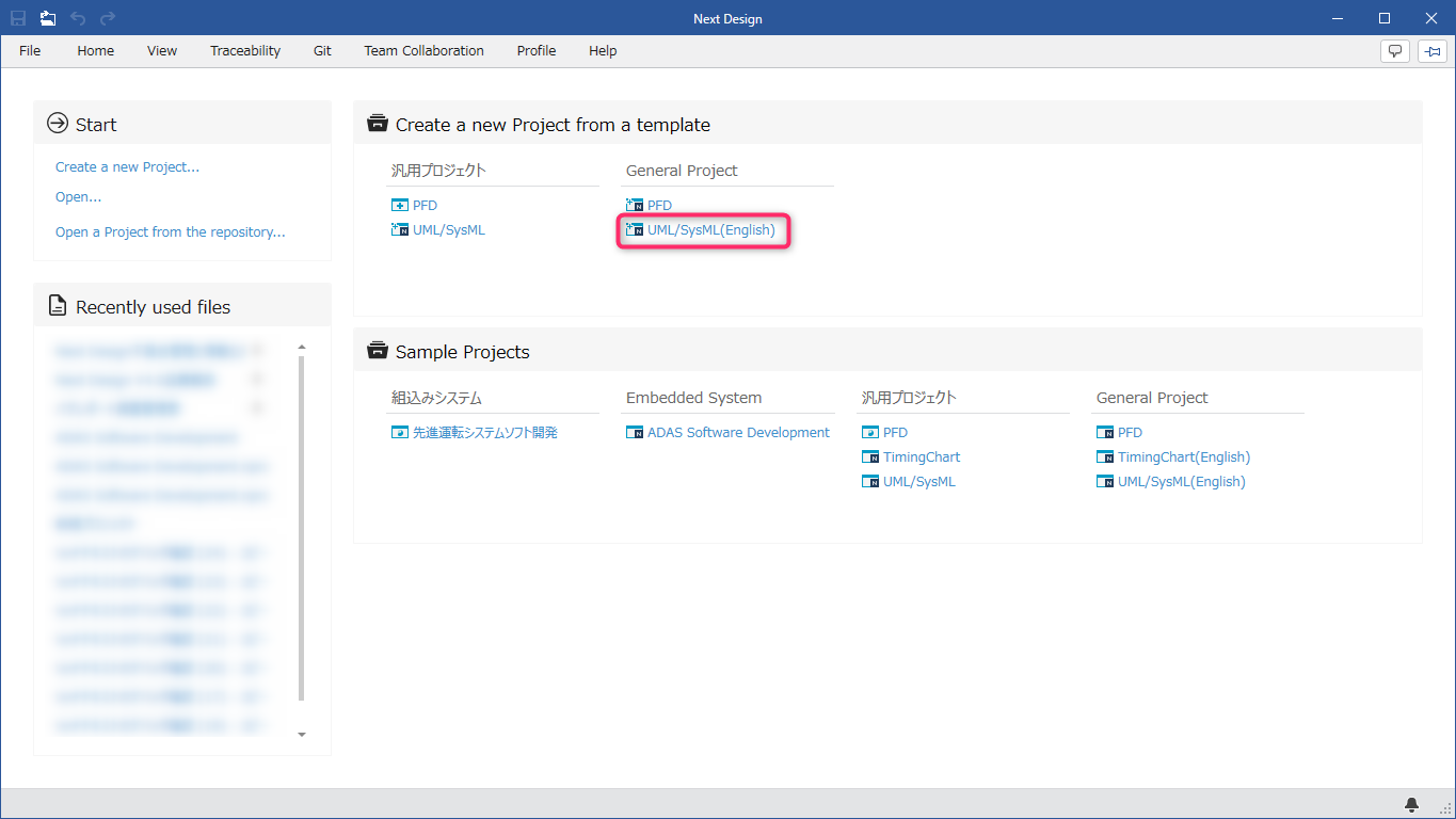 Create a new Project from a template