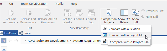 Compare with project file