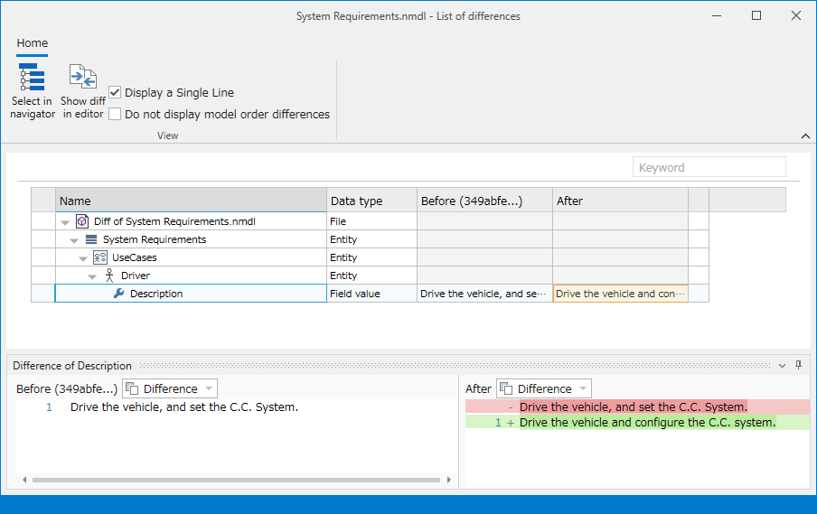 diff list window