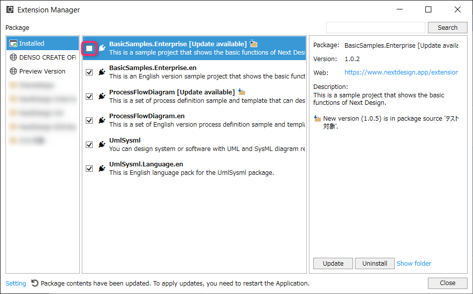 Disable extensions