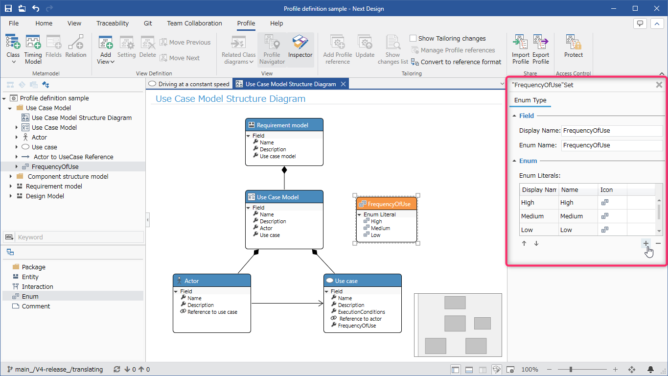 Change enum settings