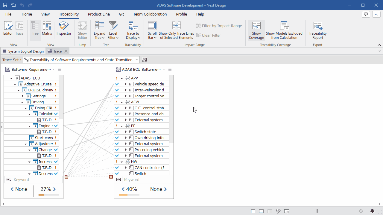 Specify trace lines to check