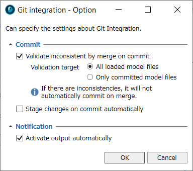 Options Settings Dialog