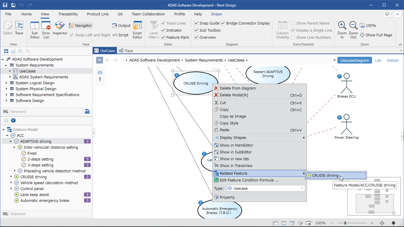 jump from model component to feature