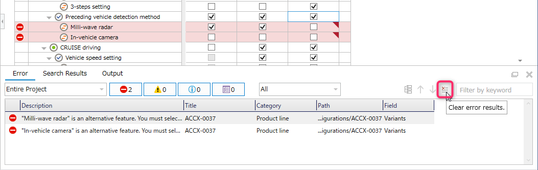 Clear Error Contents