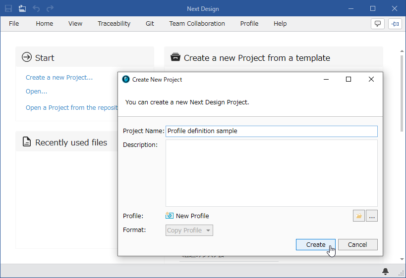 Create a new profile