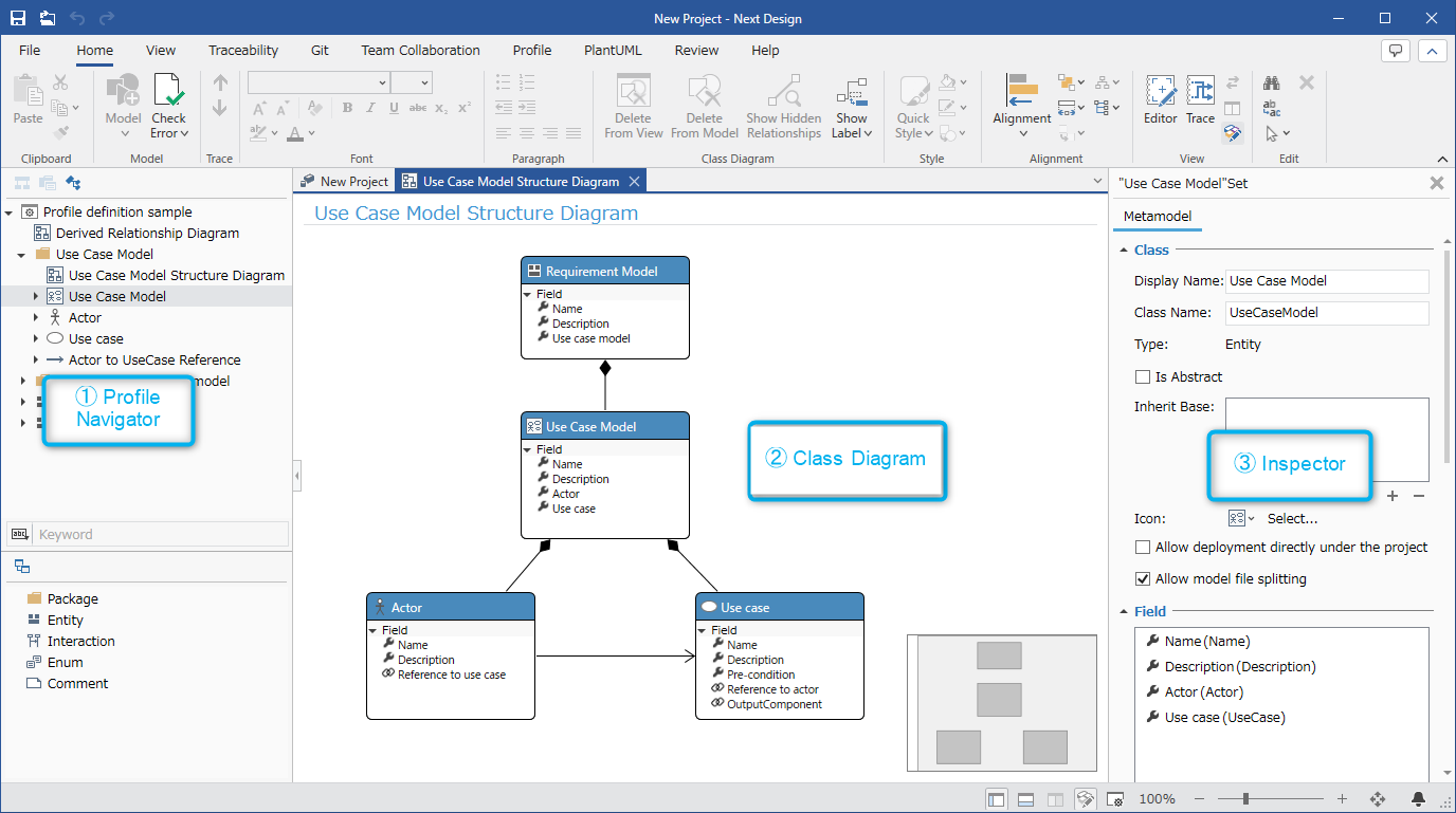 Metamodel editing screen layout