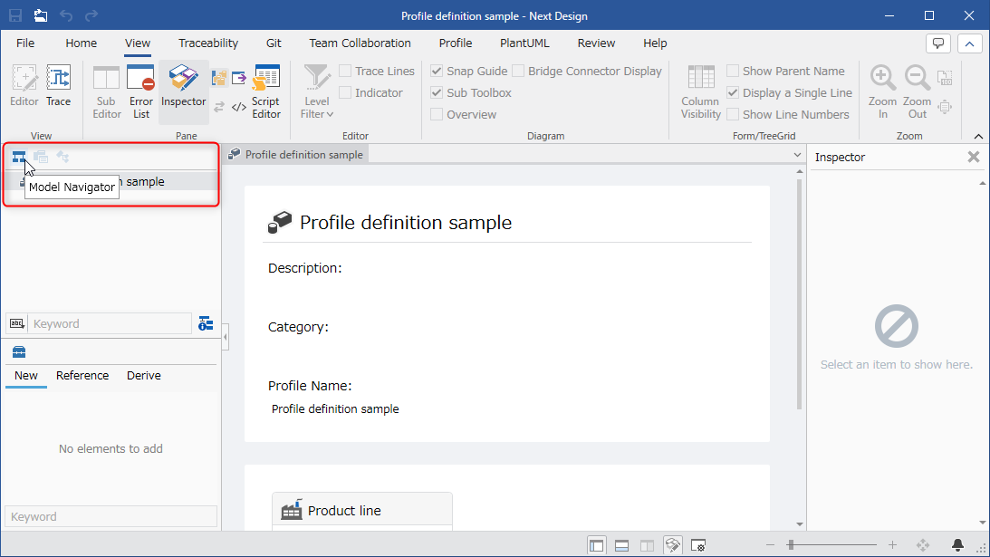 Switch to Model Navigator
