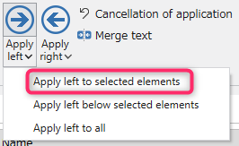 Apply Left to Selected Elements menu button