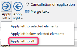 Apply Left to All menu button