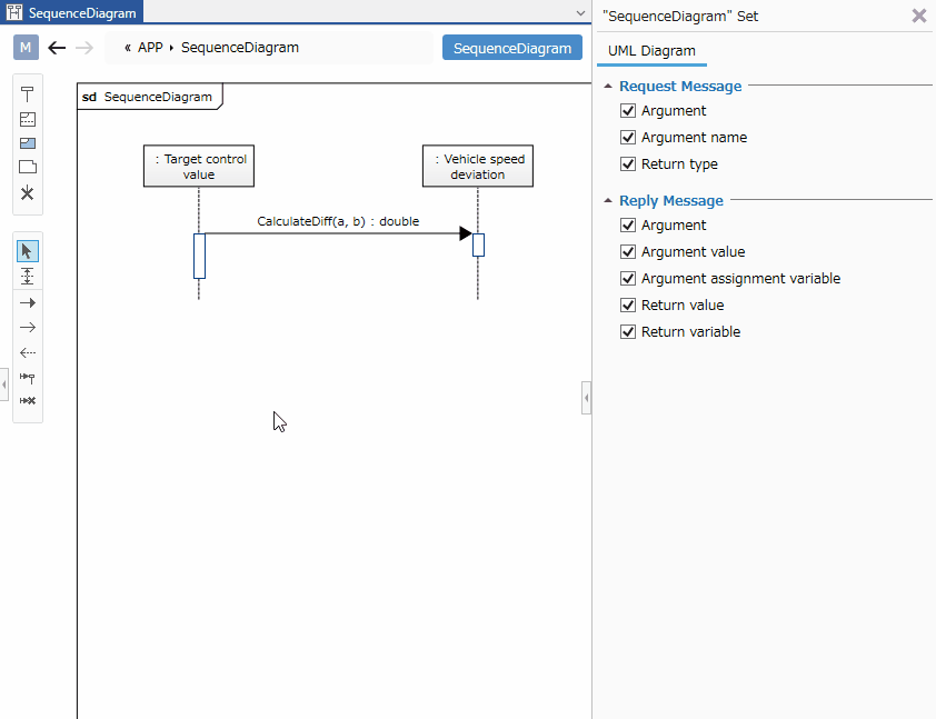 Edit the message on the sequence diagram and reflect it in the model