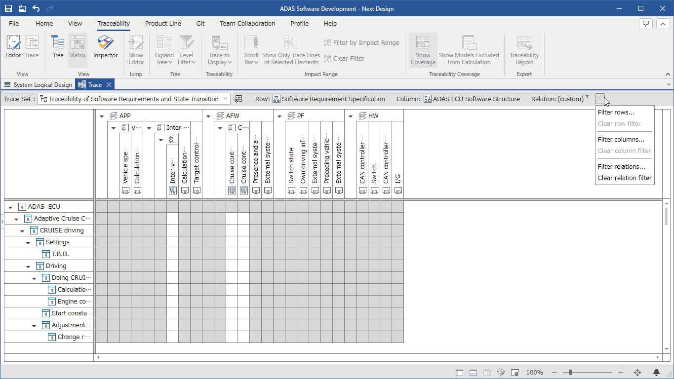 Specify the model and relationships to be checked